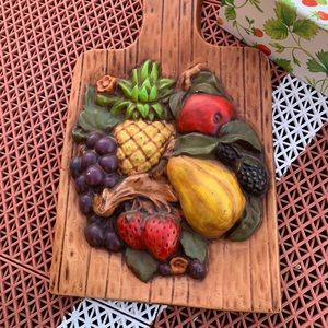 Vintage ceramic fruit tray art 🍓🍇🍍